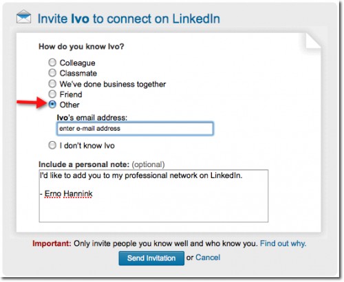 LinkedIn add contact